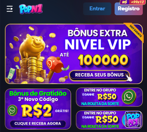 popn1.com Registro - Interface do aplicativo móvel